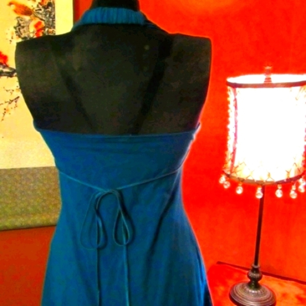 💋 Sexy Vintage Dark Teal Deep Plunge Babydoll Cami Tank Top -SP - Picture 4 of 7